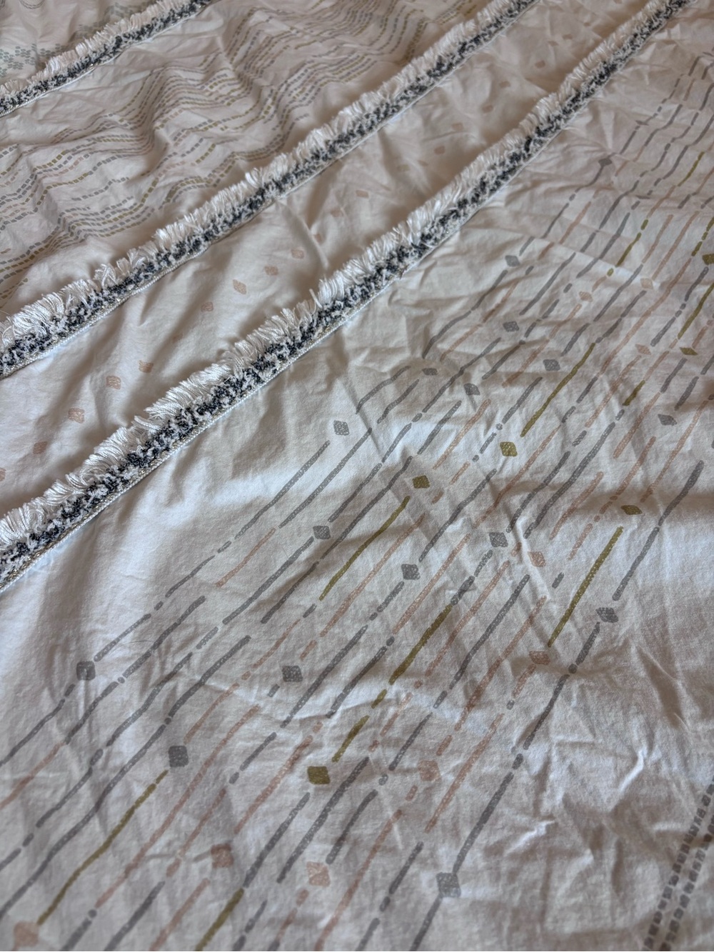 Ink+Ivy Nea Neutral Stripe Fringe King Duvet Cover & shams boho shabby chic - Picture 7 of 10